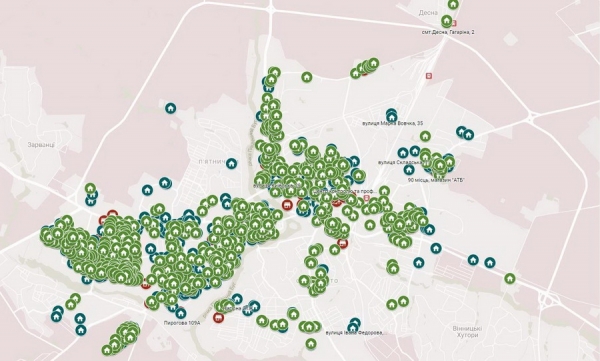 У Вінниці запустили електронну мапу приміщень для тимчасового перебування населення під час повітряної тривоги
