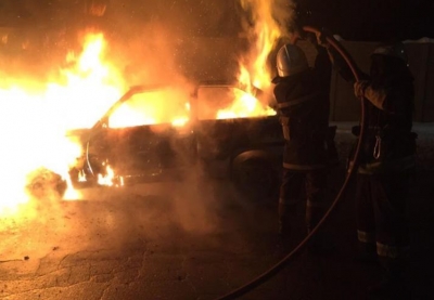 У Вінниці біля АЗС загорівся автомобіль (Відео)